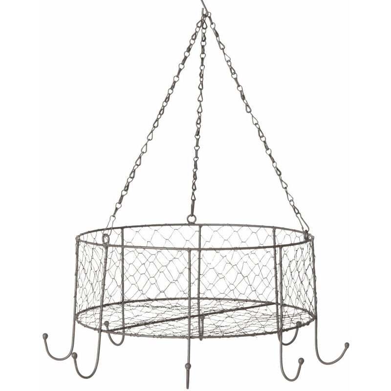 Tagère de plafond Verona avec 8 crochets et panier - environ ø 35 cm