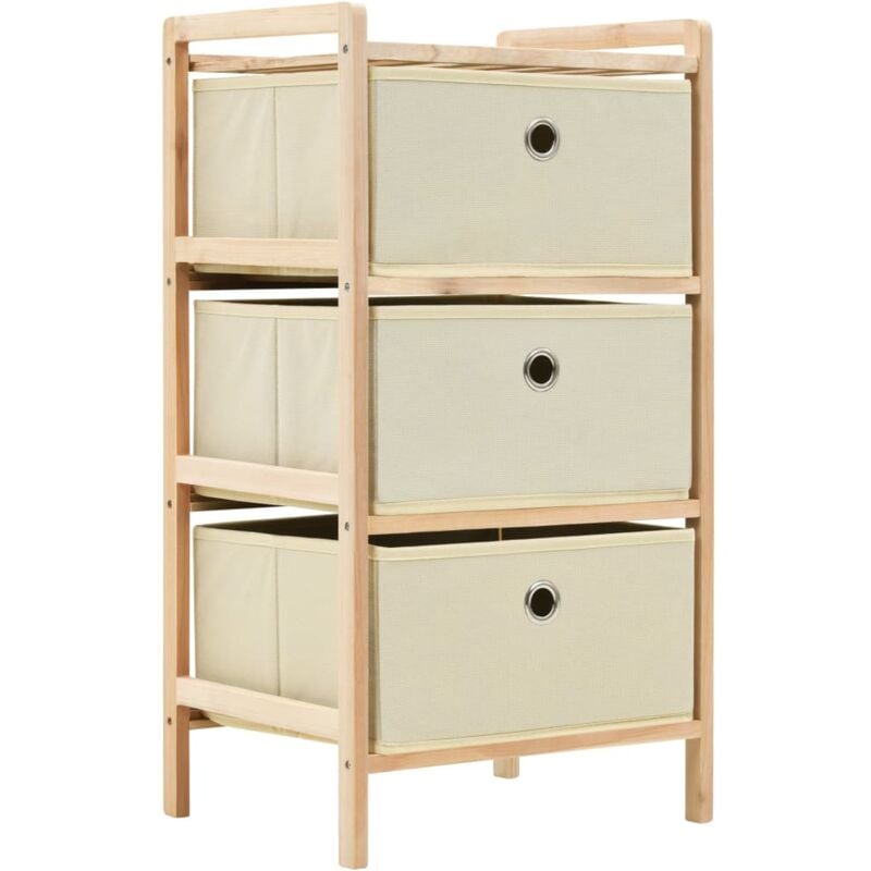 Tagère de rangement 3 paniers Meuble Étagère Meuble de rangement non tissés Bois de cèdre Beige 13280