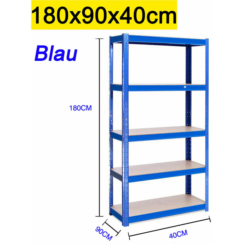 Day Plus - tagère de rangement, étagère pour charges lourdes, 180 x 90 x 40 cm, étagère enfichable, étagère d'atelier, étagère en métal, étagère de