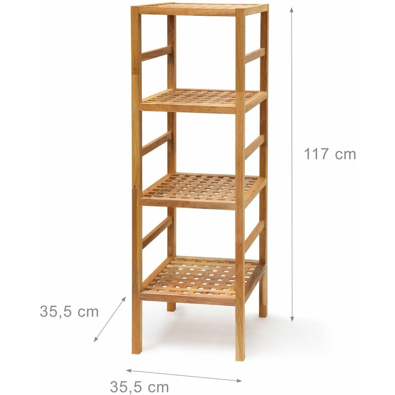 Tagère de salle de bain 117 cm bois de noyer 4 niveaux étagères