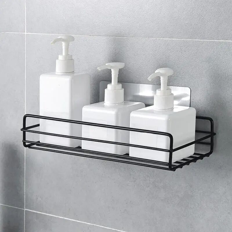 Étagère de salle de bain en fer, support mural sans regrets, support de rangement de shampooing pour coin de cuisine,