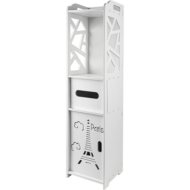 Yongqing - tagère de salle de bain en pp 20×20×80cm Motif Tour de Paris (8mm) Blanc
