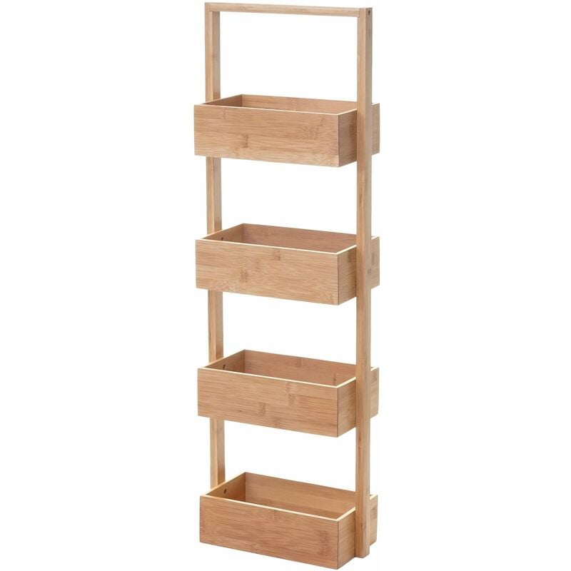 Décoshop26 - tagère de salle de bain rangement avec 4 paniers bambou 88x28x15cm 040005168