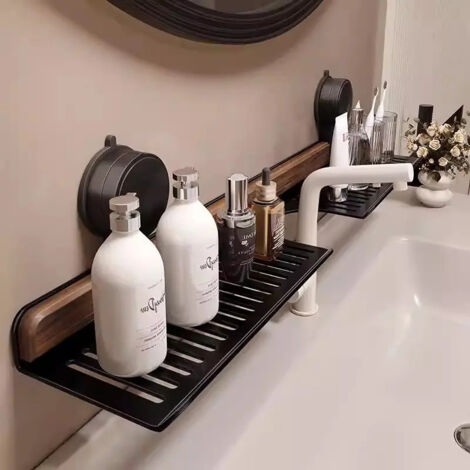 tagre de salle de bain ventouse en bois et mtal sans perage