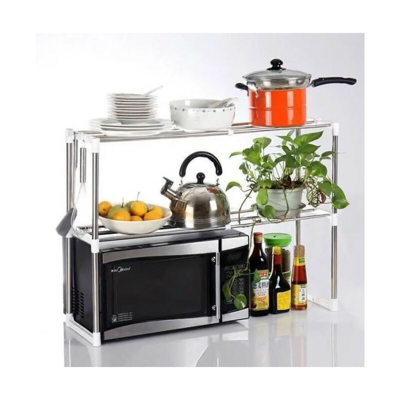 Haloyo - tagère de support de stockage de four à micro-ondes de cuisine de bain de support d'acier de 2 couches 632447-87cm