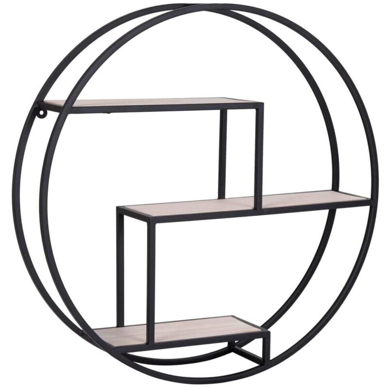 M&s - tagère design ronde 64x12x62 cm naturel et noir M&s - tagère design ronde 64x12x62 cm naturel et noir