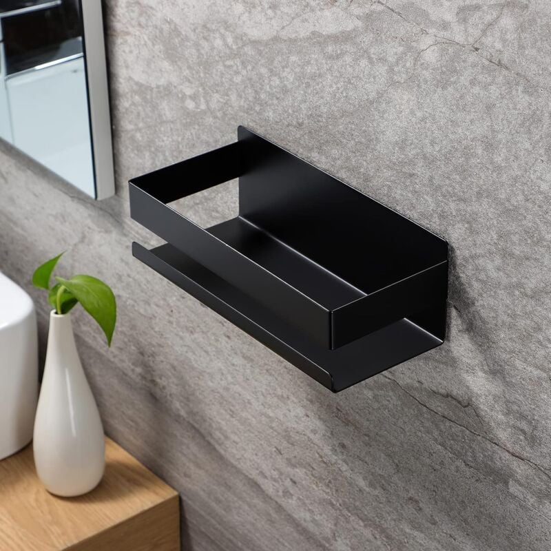 Tagère douche sans perçage, Auto-adhésif Etagere Salle de Bain Acier Inoxydable SUS304(Nior)