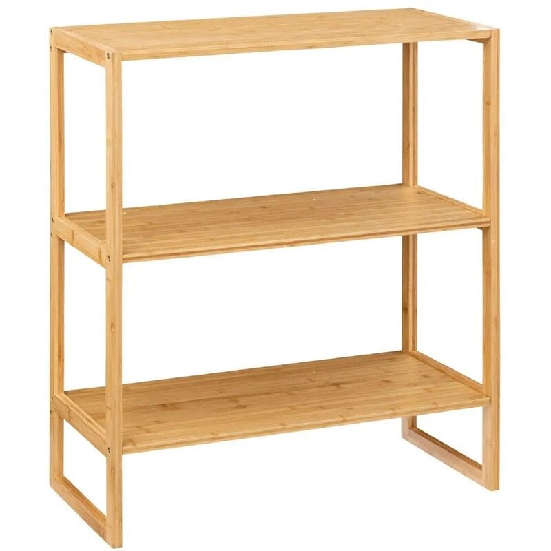 Tagère en bambou avec deux tablettes de rangement coloris naturel - Longueur 69.5 x Profondeur 33.5 x Hauteur 84 cm Pegane
