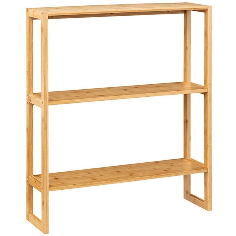 Tagère en bambou avec deux tablettes de rangement coloris naturel - Longueur 69.7 x Profondeur 20 x Hauteur 84 cm Pegane