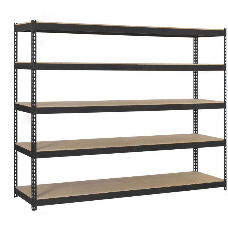 Tagère Industrielle, 2000x1500x600 mm, 5 Niveaux en bois, 400 kg Capacité de Charge et Point de Flexion, Étagère Charge Lourde, Anthracite/Bois