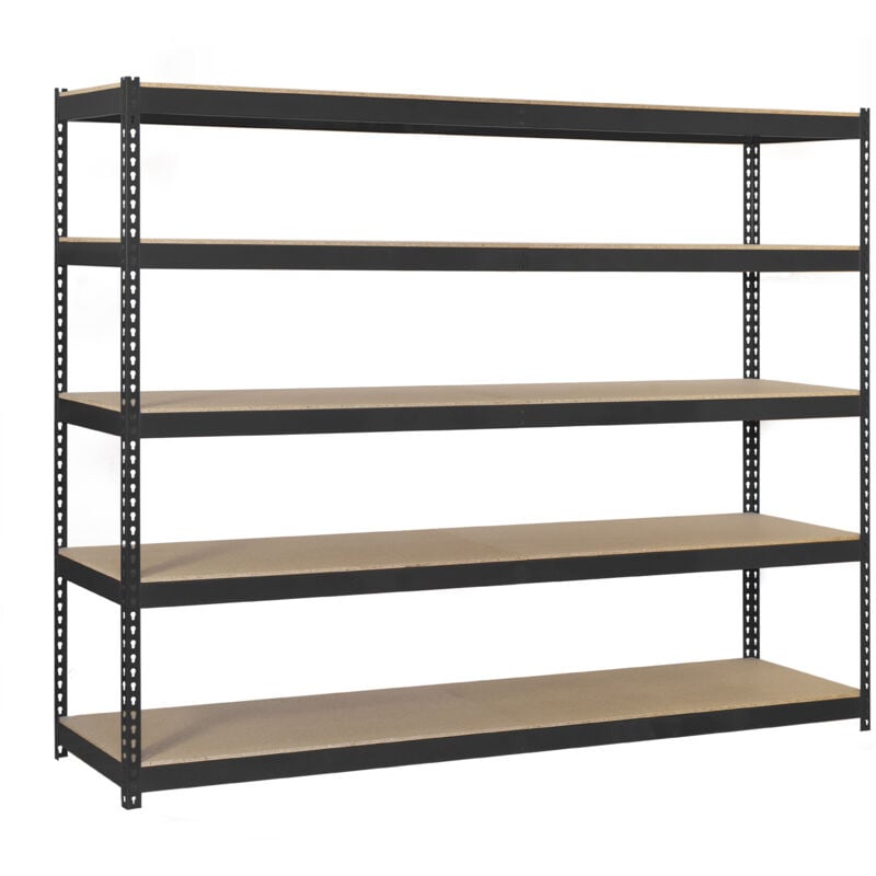Tagère métallique Simon Rack sans vis couleur anthracite/bois 5 étagères 3000x1500x600 mm Fabriquée en Espagne