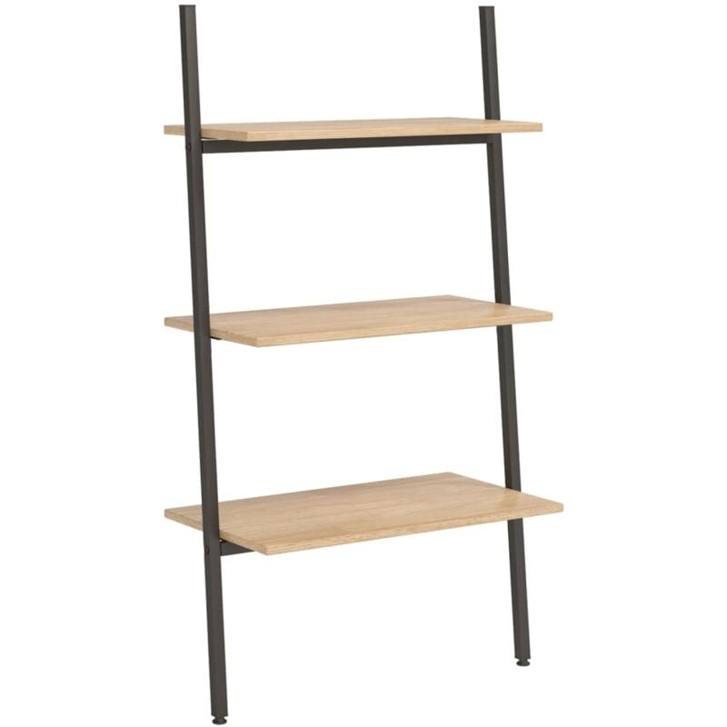 Tagère inclinée à 3 niveaux Marron clair et noir 64x34x116 cm Vidaxl
