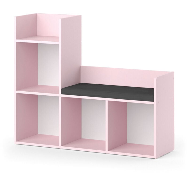Bibliothèque enfant Luigi, Rose, 107.2 x 88.6 cm sans boîtes pliantes, Vicco