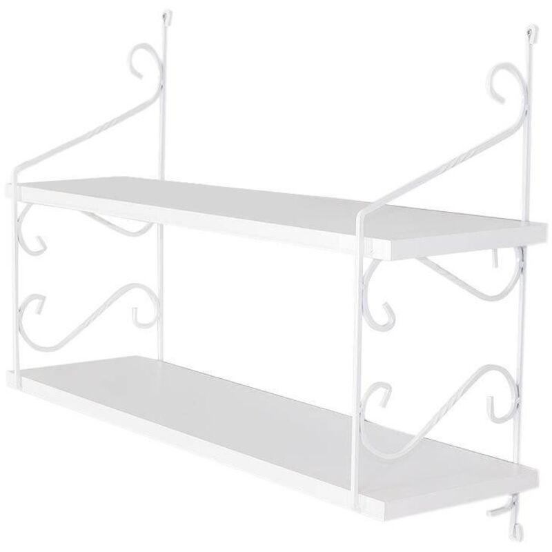 Étagère murale 2 tablettes Mitchell L72xH51cm Métal et Bois Blanc Étagère murale 2 tablettes Mitchell L72xH51cm Métal et Bois Blanc