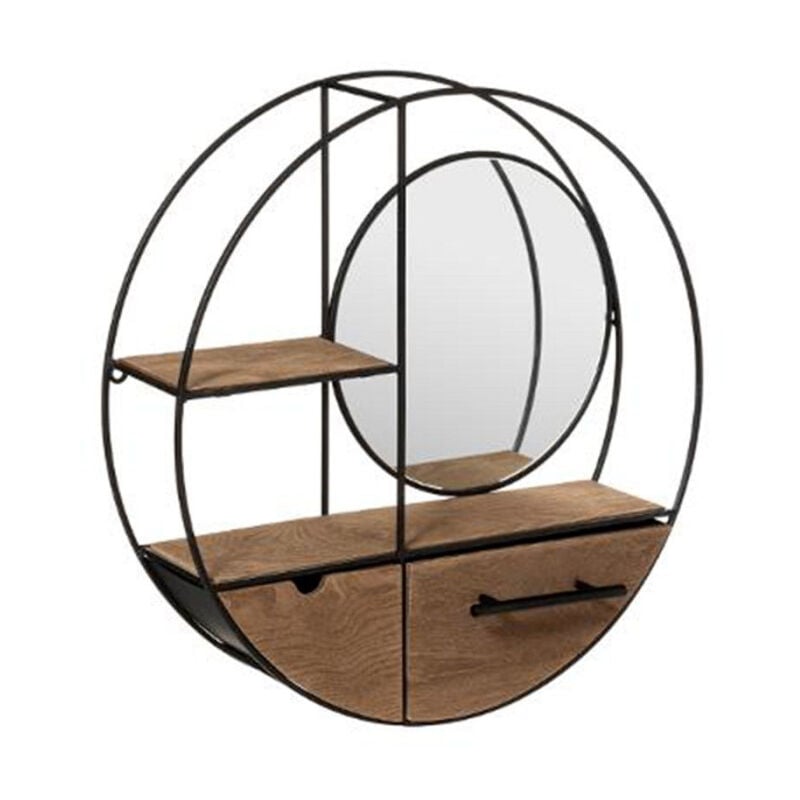 Atmosphera - tagère Murale 2 Tiroirs 'Reto' 50cm Naturel & Noir