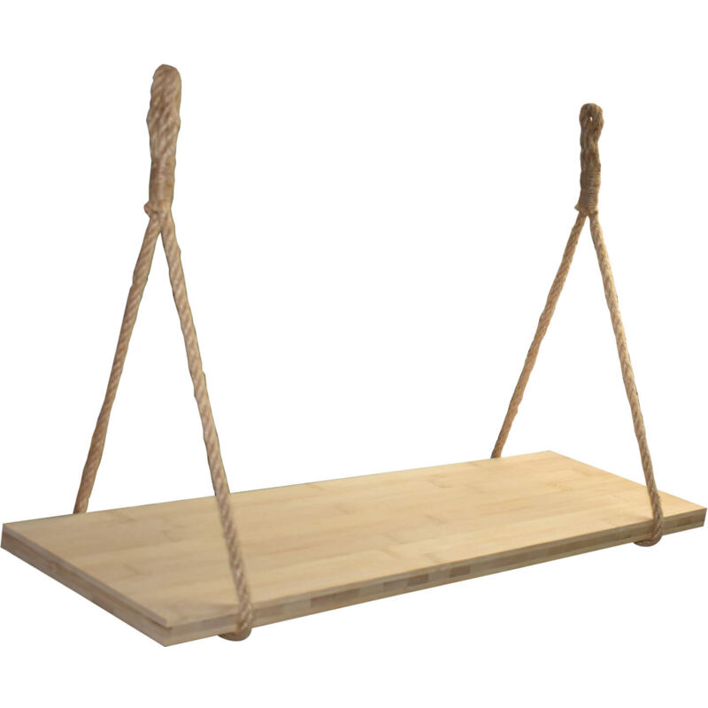 Quincadeco - tagère murale Bambou 80x19 cm et cordes naturelles.