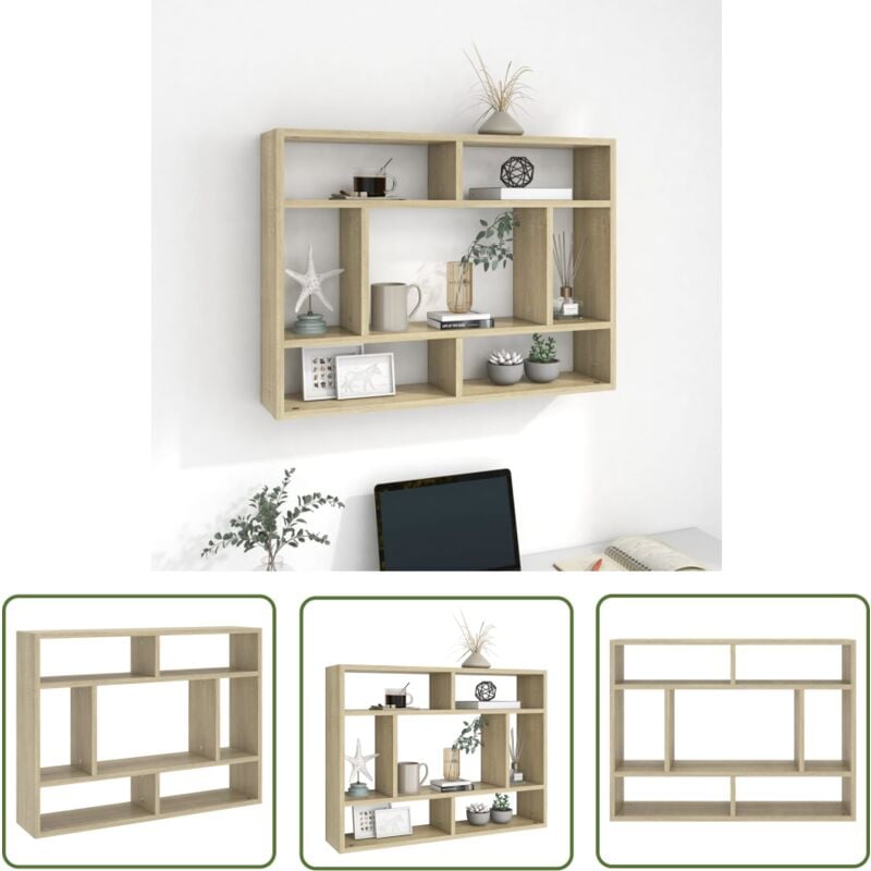 Les Tendances - The Living Store Étagère murale Chêne sonoma 75x16x55 cm Bois d'ingénierie - Étagère Murale - Étagère Suspendue - Rangement Mural