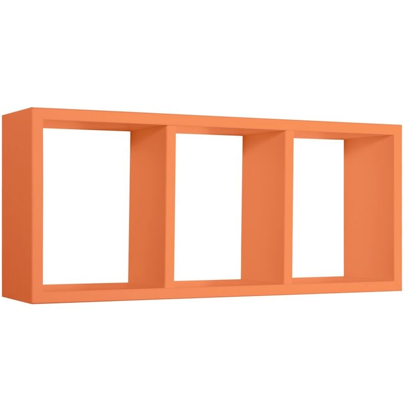 Ahd Amazing Home Design - Tristano Étagère murale moderne en forme de cube rectangulaire 3 compartiments - Orange