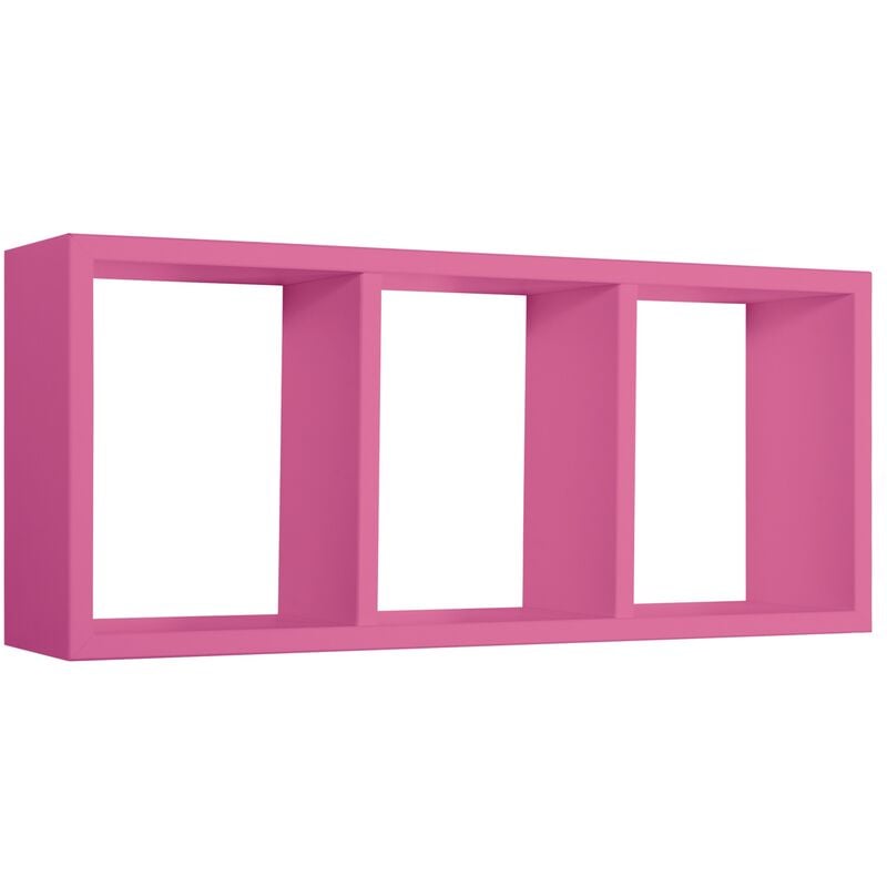 Ahd Amazing Home Design - Tristano Étagère murale moderne en forme de cube rectangulaire 3 compartiments - Fucsia