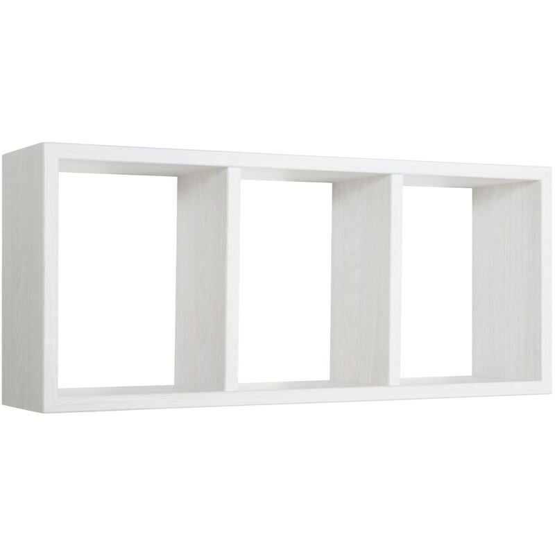 Étagère à mur rectangulaire 3 compartiments mod. tristano chêne blanchi
