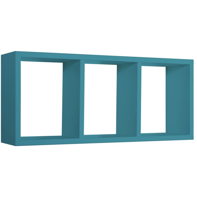 Tristano Étagère murale moderne en forme de cube rectangulaire 3 compartiments - Bleu 3 Tristano Étagère murale moderne en forme de cube rectangulaire 3 compartiments - Bleu 3
