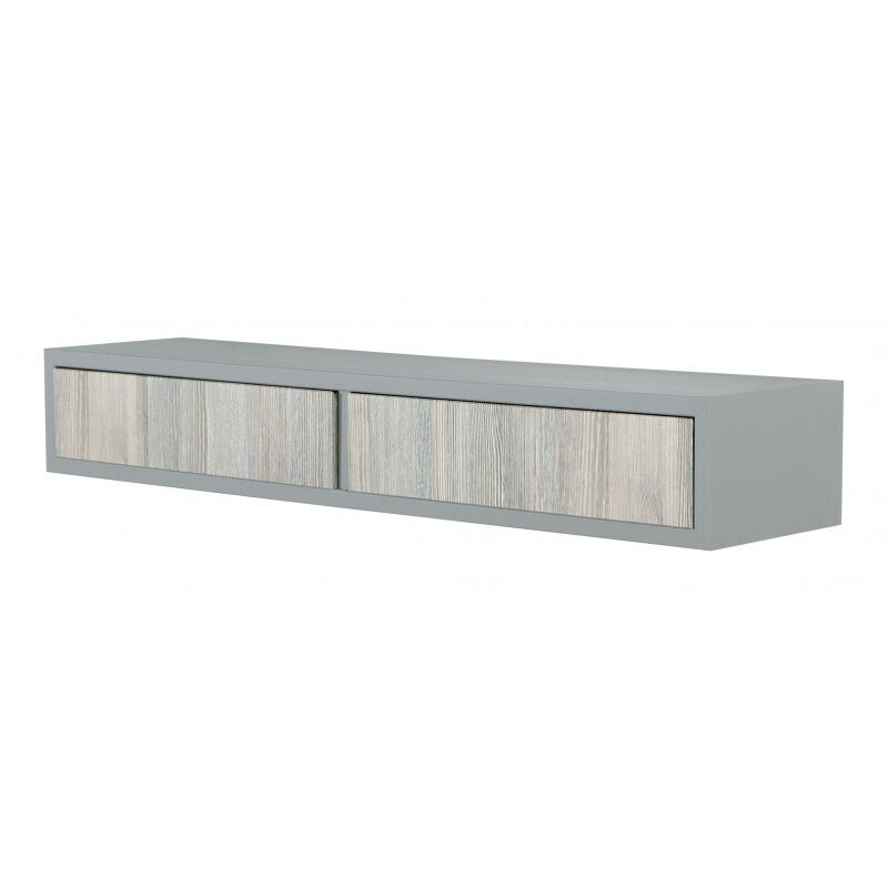 Étagère murale avec tiroir, table de chevet suspendue, gris pierre, 88,2 x 13,4 x 20 cm - Domino