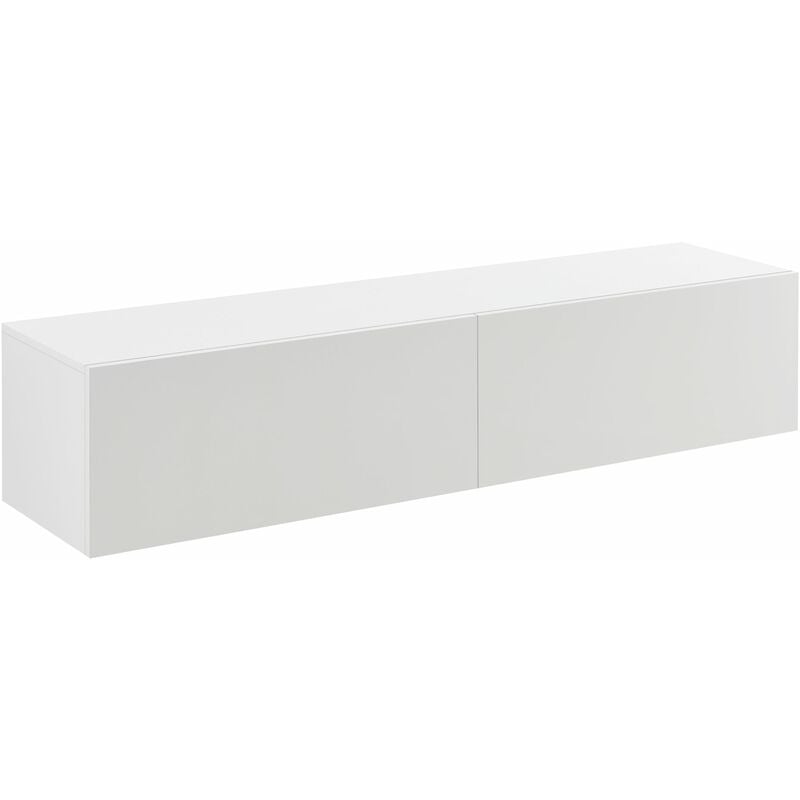 Tagère murale design meuble support tv stylé avec 2 tiroirs 140 cm blanc