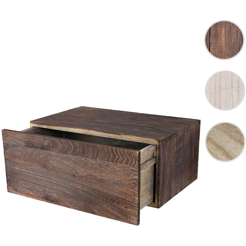 Mendler - tagère murale HWC-C55, étagère tiroir, style shabby, vintage 21x46x30cm - brun naturel