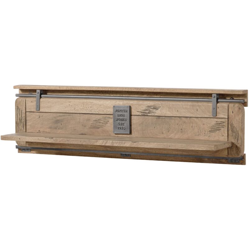 Massivmoebel24 - tagère murale en bois de manguier 180x25x38, vernis beige, railway 391