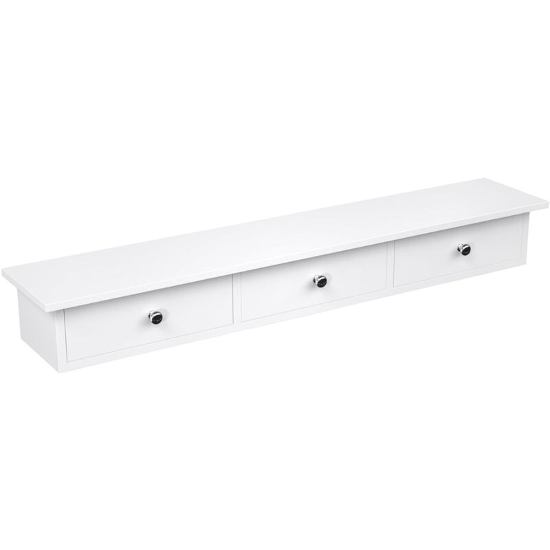 Étagère murale 3 tiroirs flottante avec meuble de rangement mur 80 x 15 x 10 cm pour couloir salon chambre à coucher cuisine peinture haute brillance