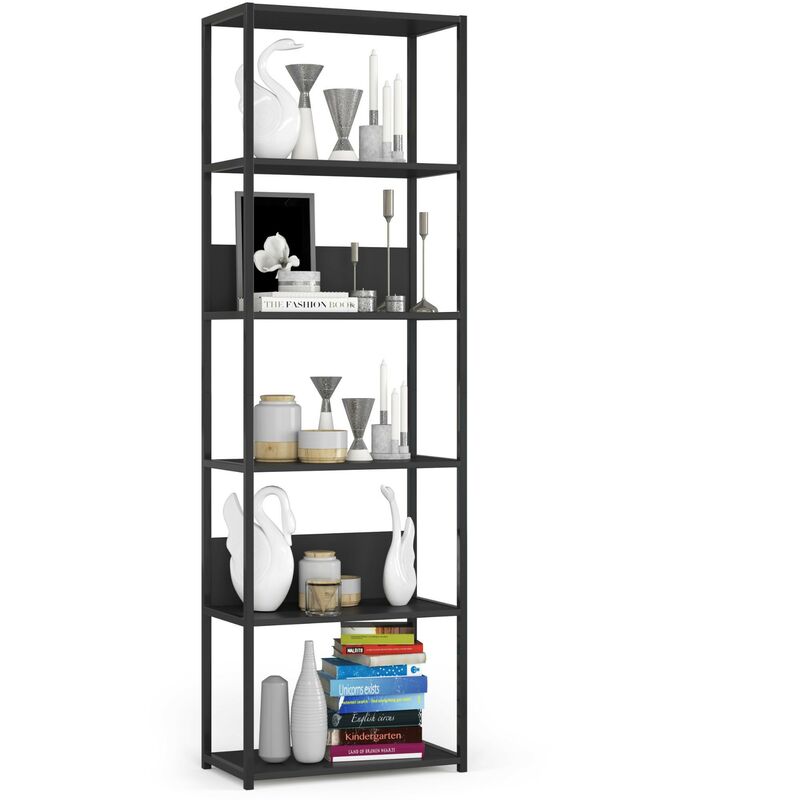 Akord - tagère murale industrielle Noire 60 cm 6 étagères 60x32x192 cm