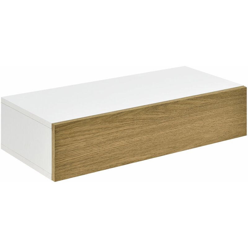 Tagère murale meuble de rangement avec comptoir 50 cm blanc beige