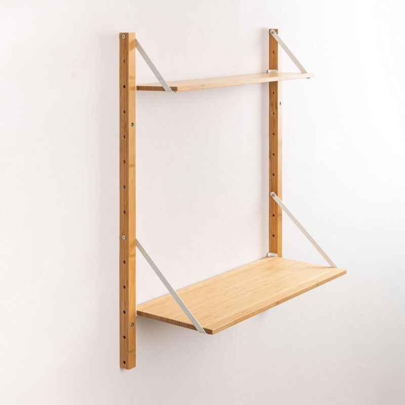 Sklum - tagère murale modulable en bambou Kolex Blanc