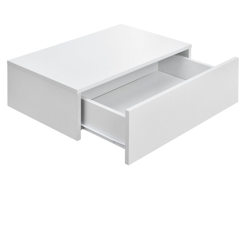 Étagère murale pour chambre à coucher avec 1 tiroir 46 cm blanc mat