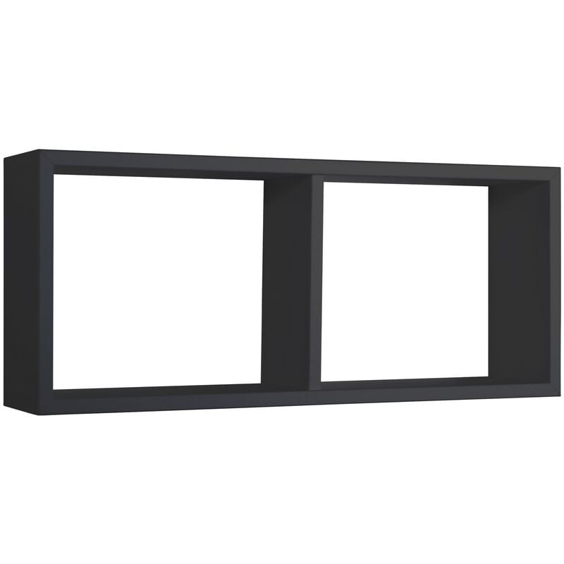 Lot de deux étagères murales rectangulaire moderne cube Morgane - Noir