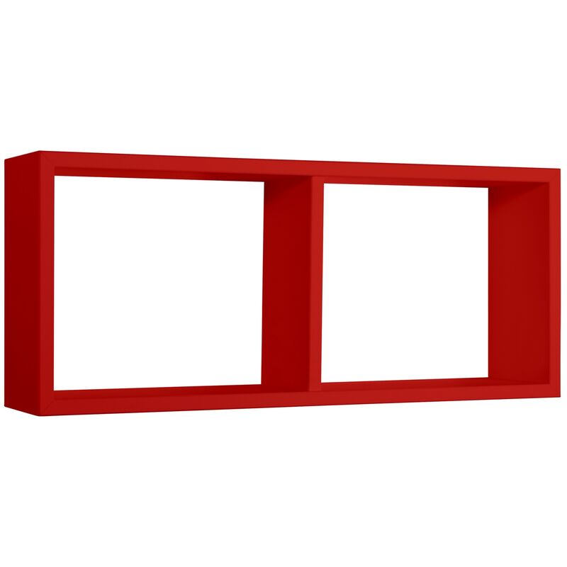 Étagère à mur rectangulaire 2 compartiments cubique mod. morgana rouge