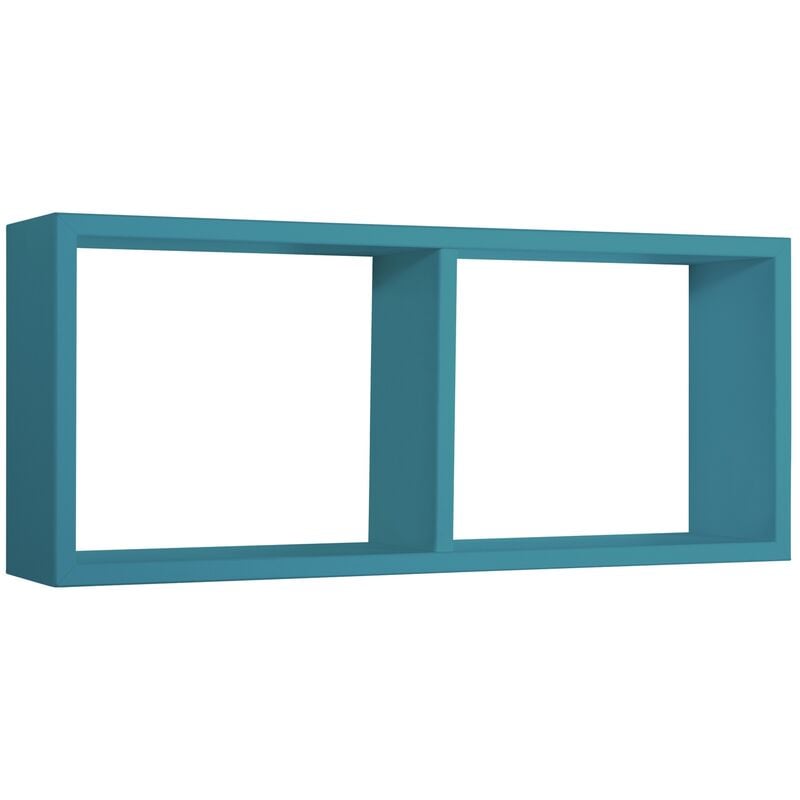 Étagère à mur rectangulaire 2 compartiments cubique mod. morgana bleu atoll