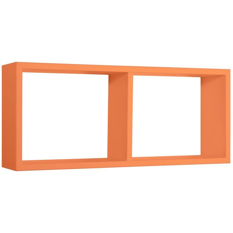 Étagère à mur rectangulaire 2 compartiments cubique mod. morgana orange