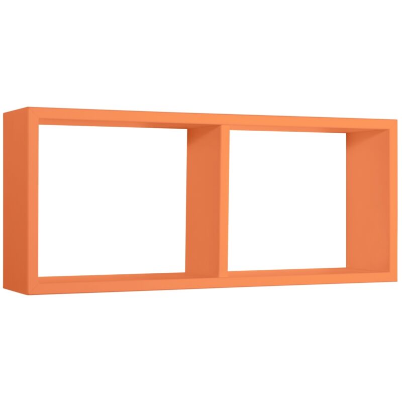 Lot de deux étagères murales rectangulaire moderne cube Morgane - Orange