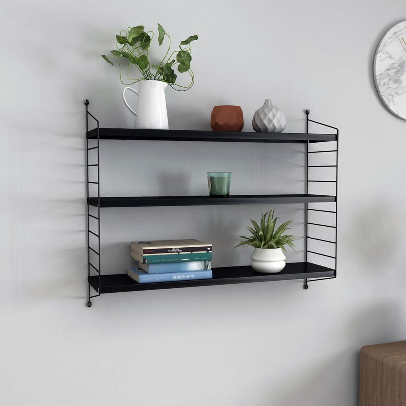 [en.casa] - tagère murale Strängnäs à 3 niveaux modulables 50 x 60 x 15 cm Noir