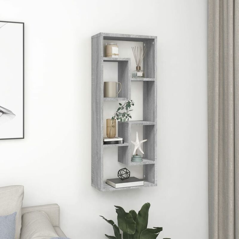 Bonnevie - tagère murale Étagère de Rangement - Meuble de rangement Sonoma gris 36x16x90 cm Bois ingénierie BV223365