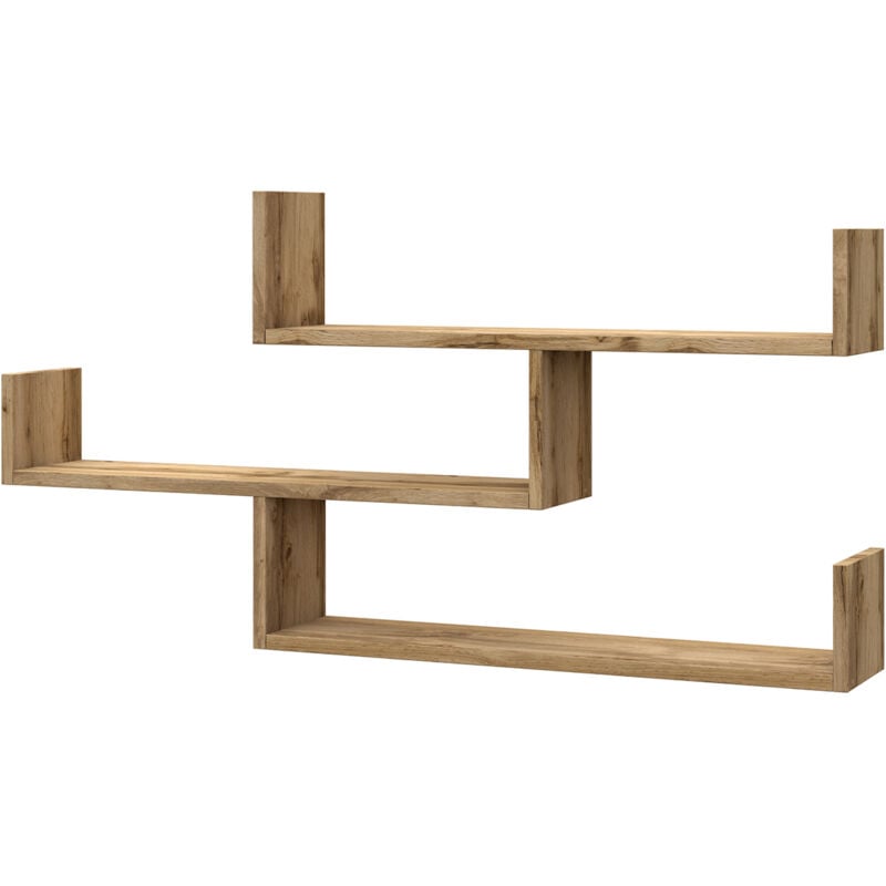 Bratex - tagère murale trio 03, tablette murale, étagère suspendue, couleur wotan.