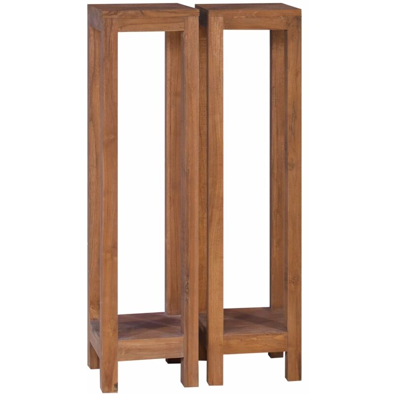 Tagère à plantes 2 pcs Luxueux, Meuble pour Plante, 25x25x100 cm Bois de teck solide OIB3550E - Brun
