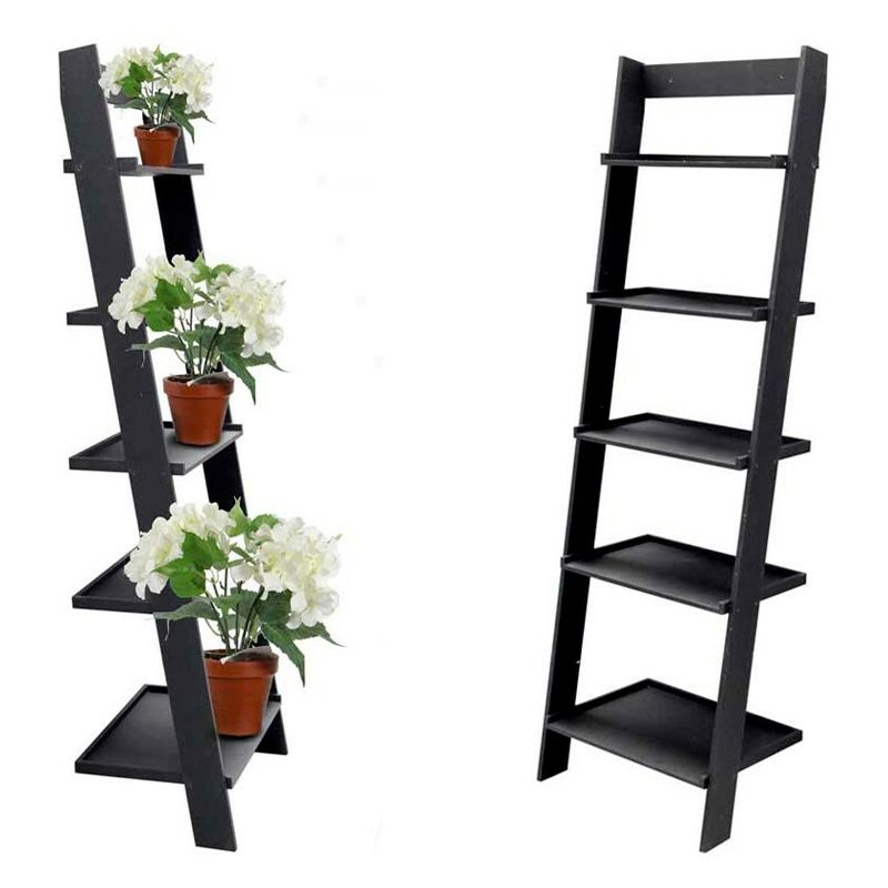 Webmarketpoint - tagère à plantes murale inclinée noire en mdf 57 x 40 x 182 cm
