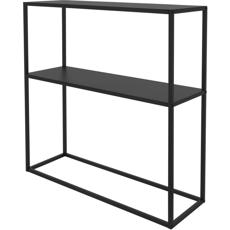 Ml-design - Table Console avec 1 Étagère, Métal Noir, 80x26x80 cm, Support pour Fleurs/Livres, Tabouret pour Plantes, Étagère pour Plantes, Table
