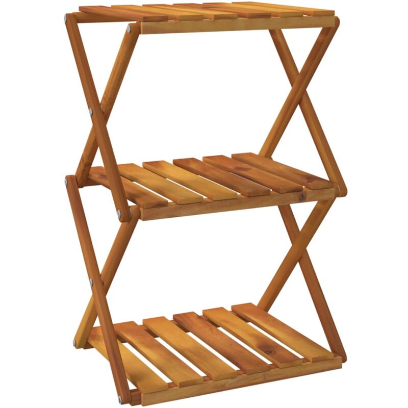 Étagère pliable à 3 niveaux Marron 43x31x63 cm Bois d'acacia vidaXL