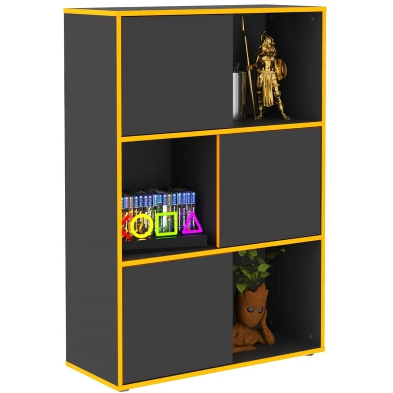 Tagère sur pied 3 compartiments ouverts 68,5x33x99 cm Anthracite FMD