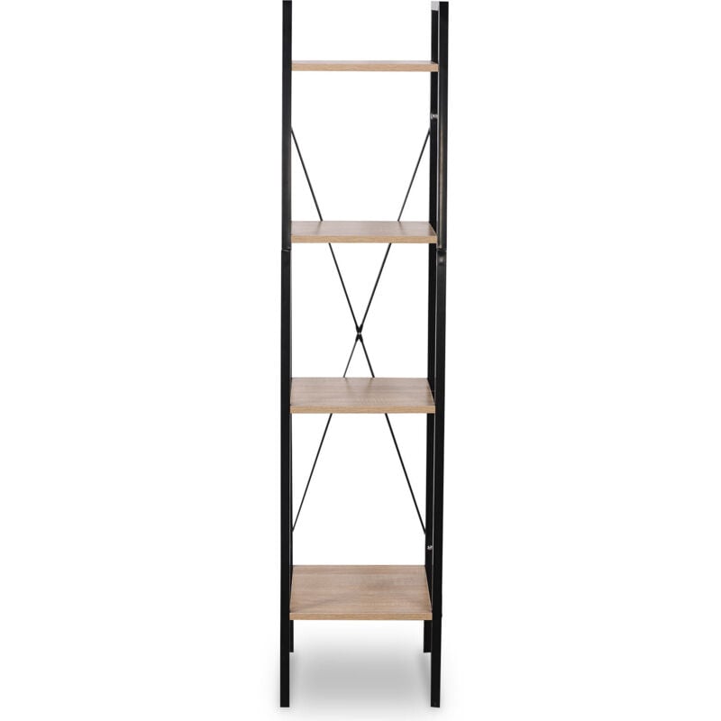 Helloshop26 - tagère sur pied en métal et bois avec 4 étagères modèle marron noir