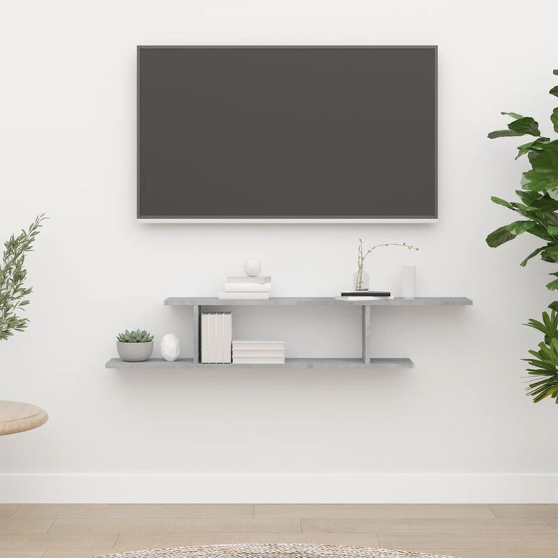Yoyo - tagère tv murale Gris béton 125x18x23 cm Aggloméré