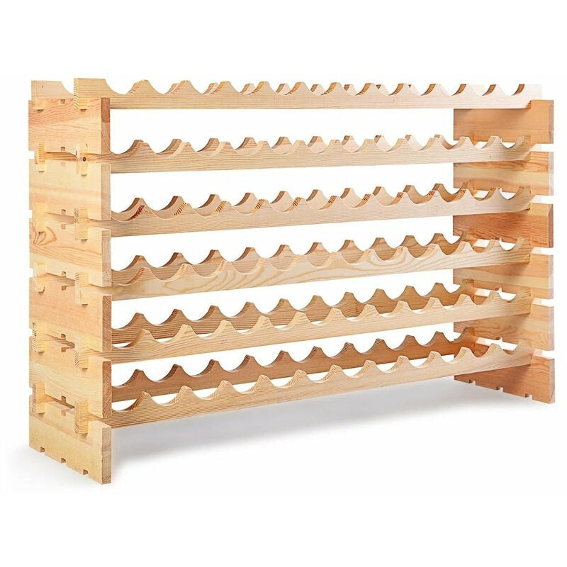 Tagère à vin casier à 72 bouteilles en bois de pin robuste modulable 119x29x71 cm 200001410